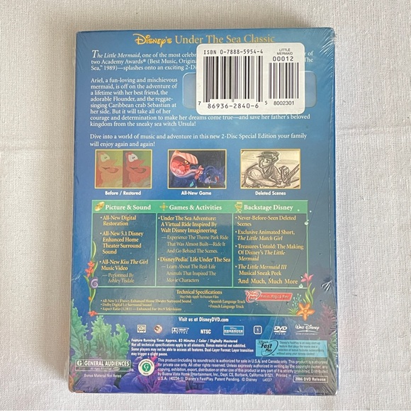 The Little Mermaid (DVD, 2006, 2-Disc Set, Platinum Edition), Brand New Sealed - Picture 2 of 3